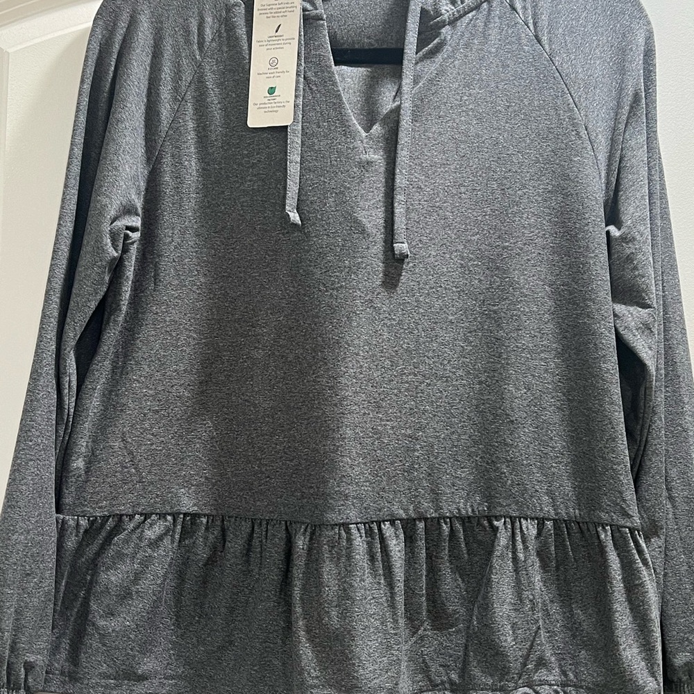 New!  Beautiful soft and flowy     Charcoal Gray Women's  top.